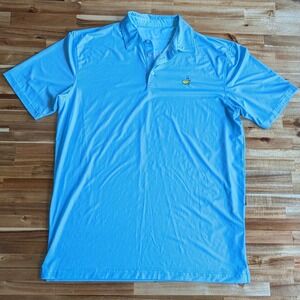 Masters Tech Men's Golf Polo Shirt Large Blue Micro Check Performance Stretch L